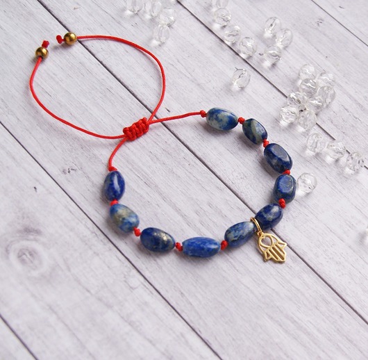 bransoletki z kamieni naturalnych OCHRONA, OPTYMIZM - lapis lazuli & hamsa