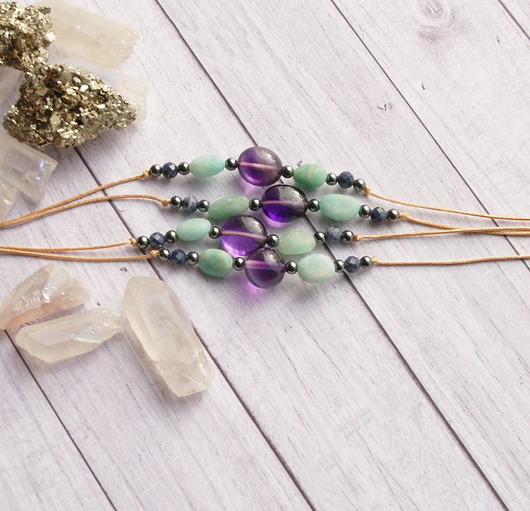 bransoletki z kamieni naturalnych WODNIK - zodiac collection - SZAFIR, AMETYST