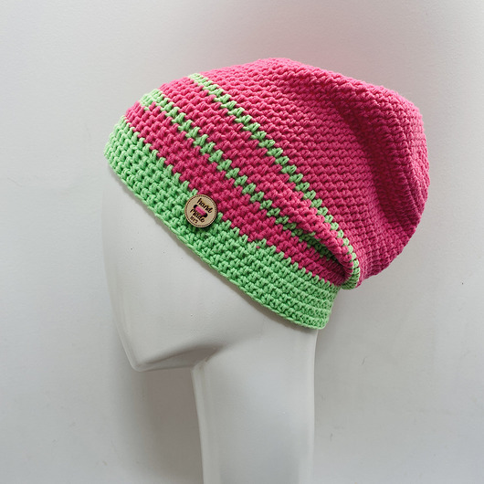 czapki damskie Czapka przejściowa cienka beanie smerf bawełna neon fluo