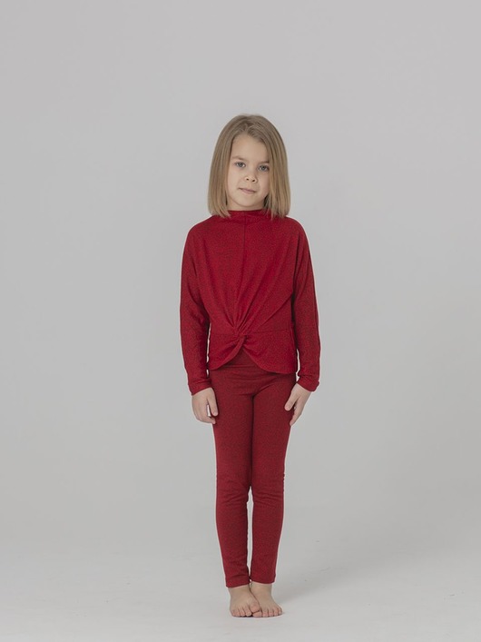 bluzy dla dziewczynki Dziecięca krótka bluzka - czerwony melanż