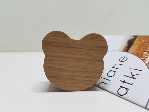 gałki do mebli Drewniane gałki do mebli, miś, dąb