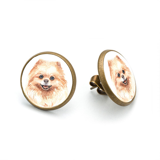 kolczyki - inne Kolczyki sztyfty POMERANIAN szpic rasowy