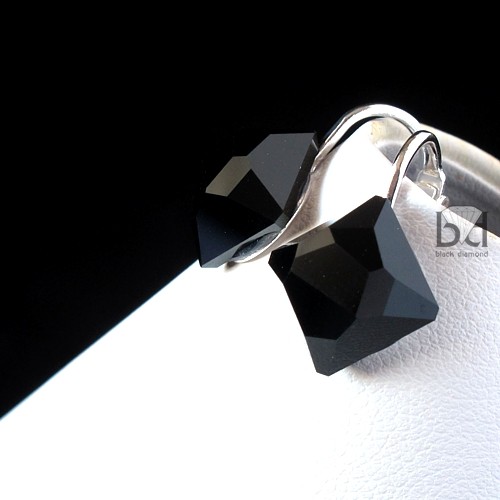 Klipsy z dużym kryształem Swarovski 10 mm Black Diamond