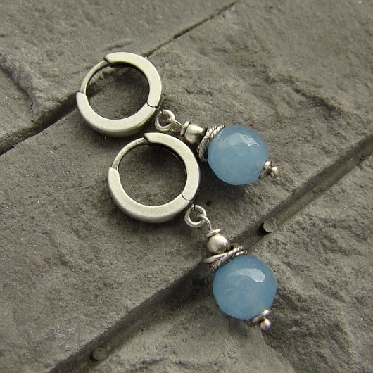 kolczyki z kamieniami Kolczyki Błękitne kulki