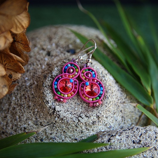 kolczyki swarovski Esme 1 - różowe kolczyki z kryształkami