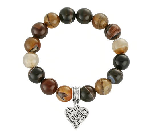 Brown agate with heart pendant. Lavoga