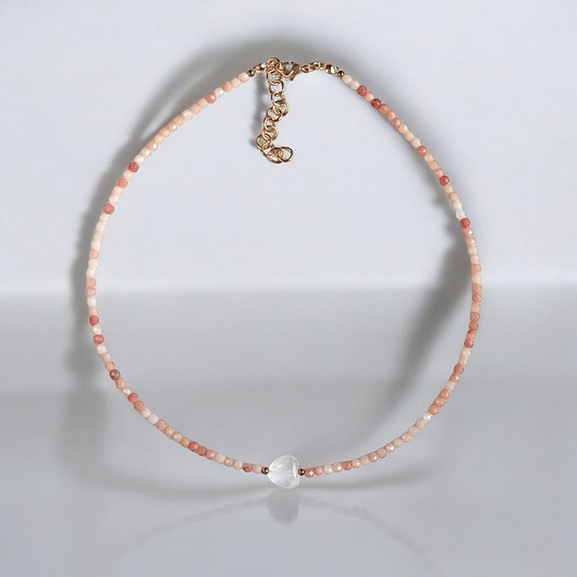 chokery Choker z serduszkiem: awenturyn łososiowy i kryształ górski