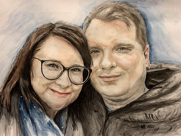 obrazy Portret Podwójny A3 na zamówienie malowany ze zdjęć