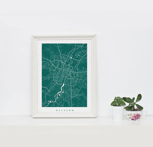 Mapa Rzeszowa - grafika - miasto na ścianie PLAKATY GEOMETRYCZNE