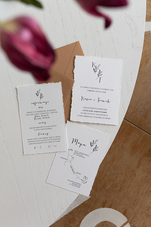 zaproszenia i kartki na ślub SIMPLE RW zaproszenia ślubne zestaw 50 sztuk