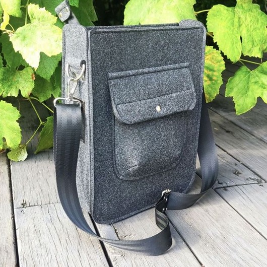 torby na ramię Mega listonoszka filcowa - A4 - GRAFITOWA - na pasku