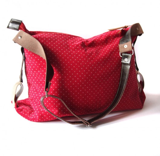 torba - red&white dots& leather - elfagado