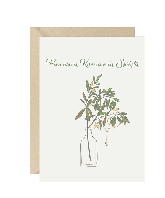 kartki okolicznościowe - wydruki Kartka minimalistyczna komunia święta gałązki eko