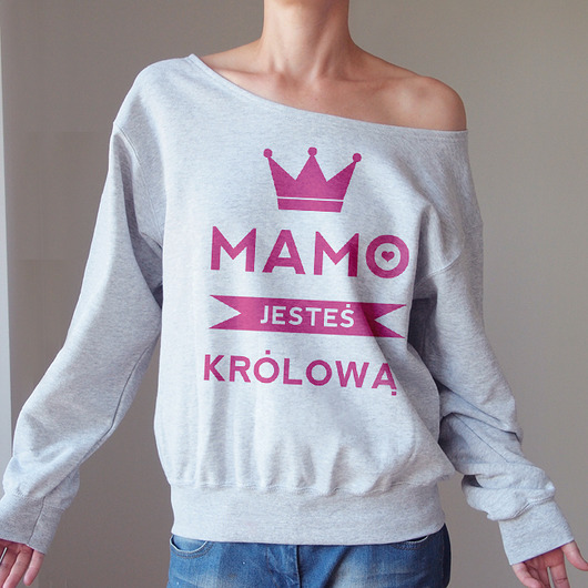 Mamo Gruby Oversize  Podszyty dekolt Z ONE MUG A DAY