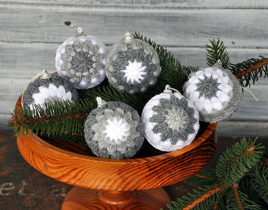 ozdoby choinkowe Szydełkowe bombki 6szt