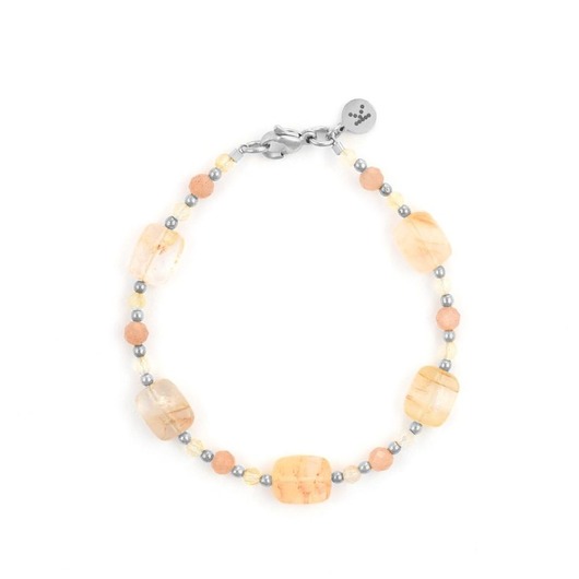 bransoletki z kamieni naturalnych Bransoletka Mix Cytrynu z kamieniem życia - wersja srebrna