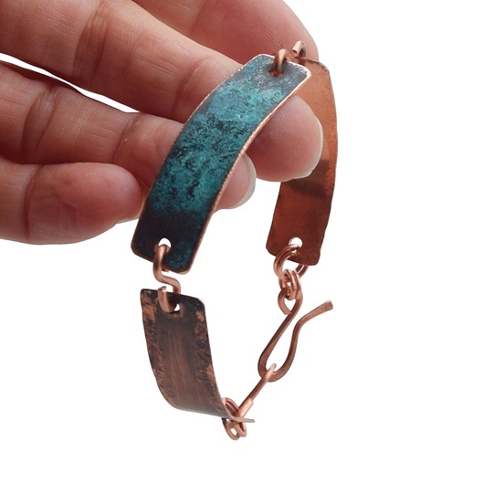 bransoletki - inne Bransoletka z kutej oksydowanej oraz patynowanej miedzi /2/