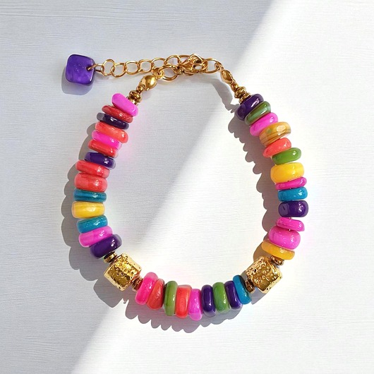 bransoletki z kamieni naturalnych BRANSOLETKA : Summer collection: złota lawa, kolorowa masa perłowa