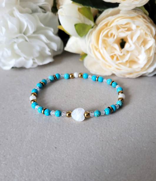 bransoletki z kamieni naturalnych OPTYMIZM- Z serduszkiem polecana podróżnikom