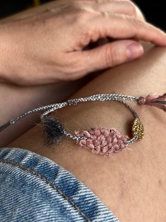 bransoletki na sznurku Tkana bransoletka w stylu rustykalnym - trzy elementy, unikat
