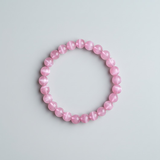 bransoletki ze szkła Różowa bransoletka kocie oko