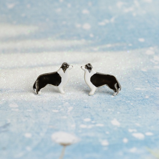 Border collie - ceramiczne kolczyki Dorca