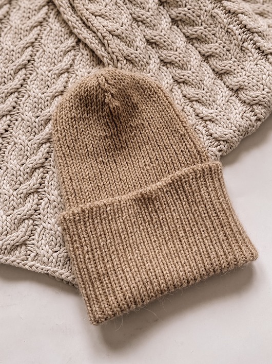 czapki damskie Czapka z wełny kremowa/ jasny beż