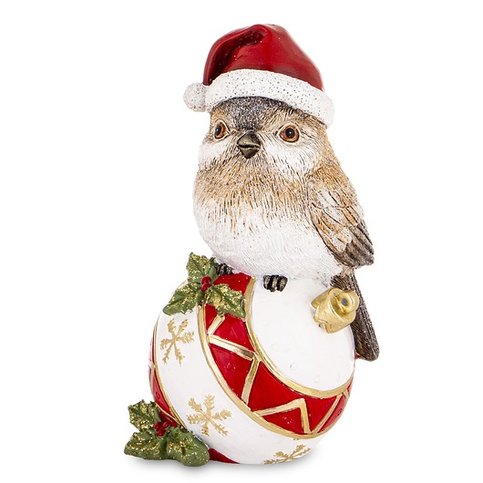 dekoracje świąteczne Dekoracja - ptaszek na bombce UCCELLlNO w czerwonej czapce