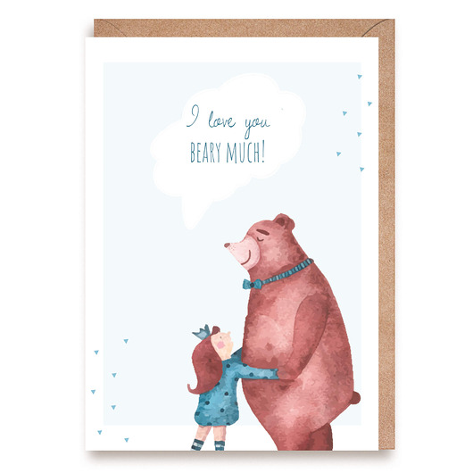 kartki okolicznościowe - wydruki Kartka walentynkowa/miłosna z misiem - "Love You Beary-Much"