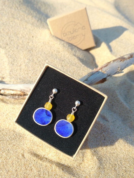 kolczyki ceramiczne Kolczyki ceramiczne Włocławek z bursztynem