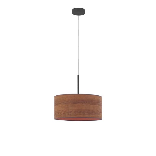 lampy wiszące Czarna lampa wisząca do salonu z fornirowym abażurem 30 cm SINTRA ECO