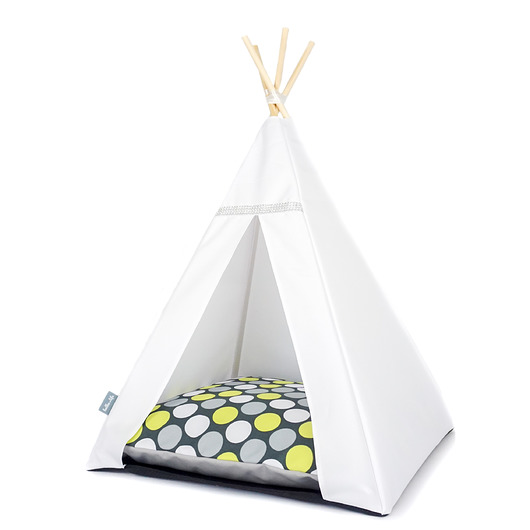 Legowisko Tipi Glamour Białe - Zielone Grochy Halkalife
