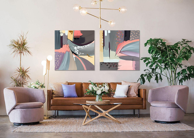 obrazy 2 obrazy na płótnach 80x80 cm, farby akrylowe