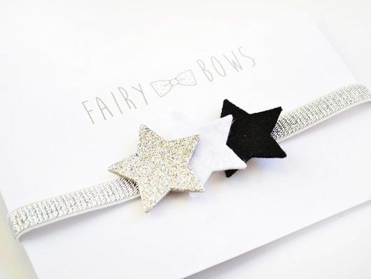 FairyBows opaska trzy gwiazdki ze srebrnym FairyBows