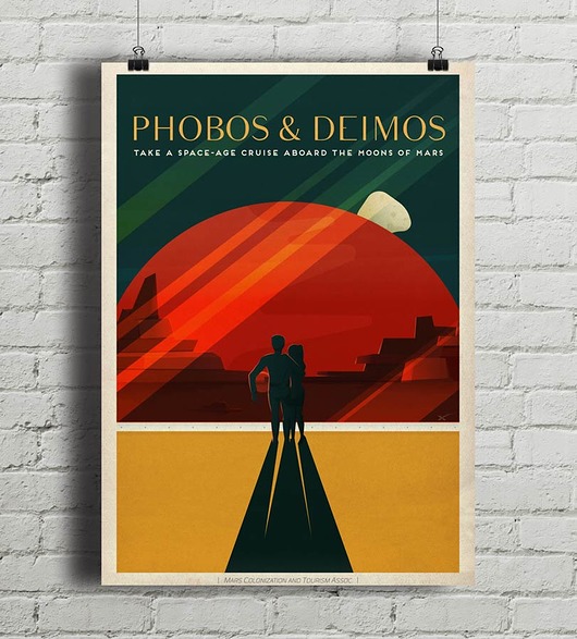 plakaty Mars Phobos i Deimos - vintage plakat