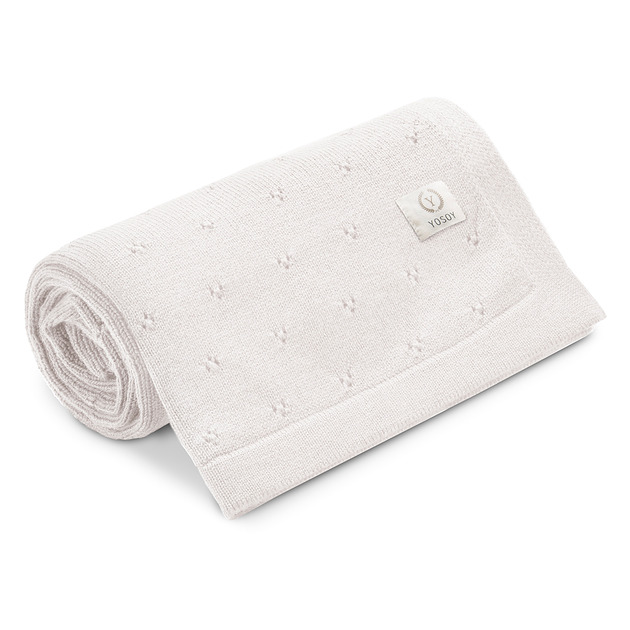 kocyki, kołderki, pościel dla dzieci Koc z wełny merino Jersey Kremowy