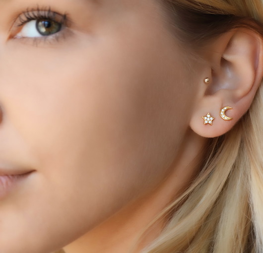 Złote kolczyki mini "moon & star" z cyrkoniami Coccola JEWELLERY