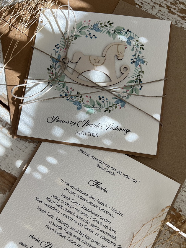 kartki scrapbooking Ręcznie robiona kartka na urodziny dziecka z personalizacją - konik - prezent