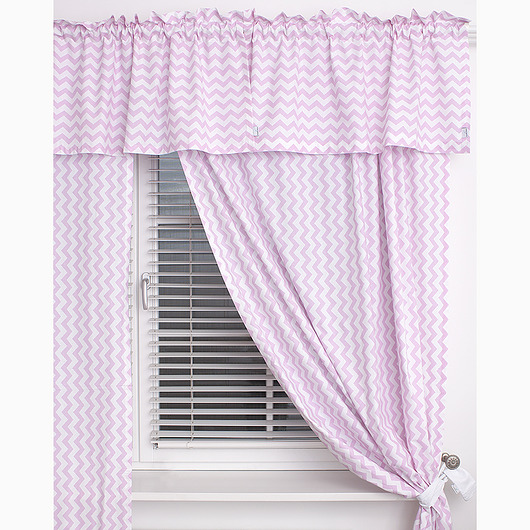 Zasłony  różowo-białe w zygzaki Roomee Decor