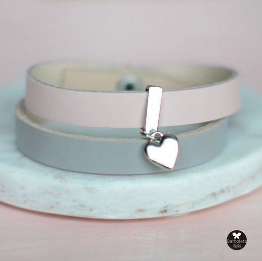 bransoletki skórzane Mia love silver 17