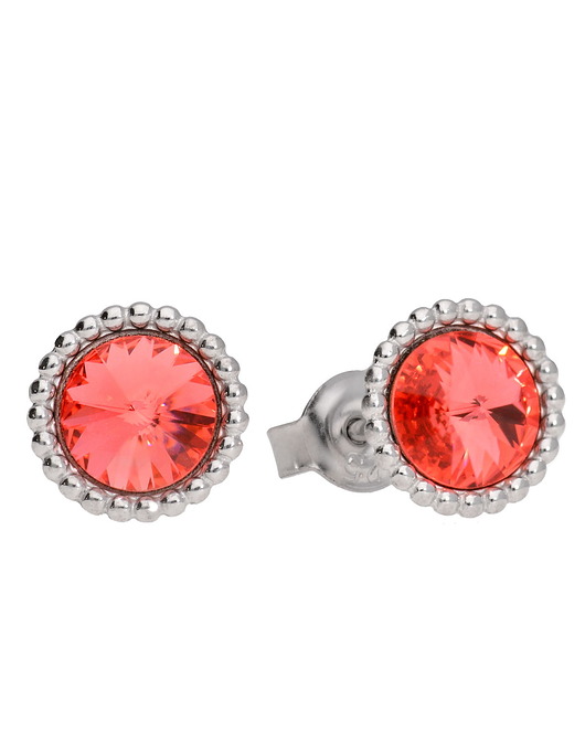 Kolczyki srebrne z ornamentem koralowy Swarovski KOM Biżuteria