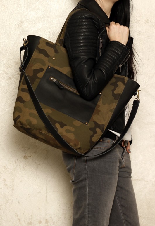 Bucket Bag Czarna+Moro hairoo