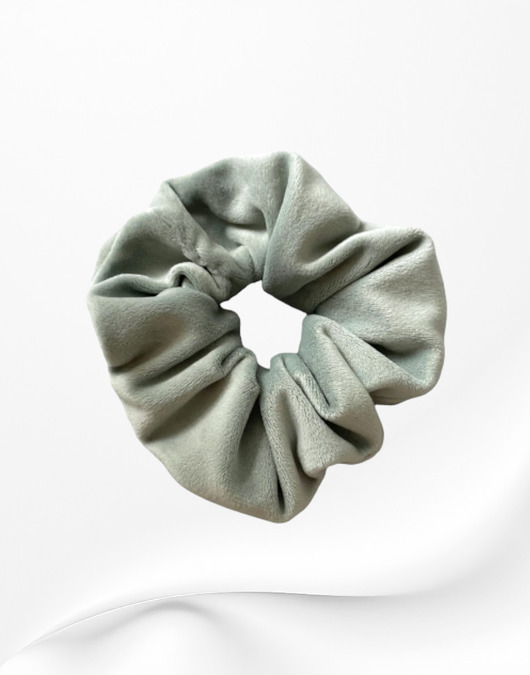 gumki do włosów Gumka frotka scrunchie welurowa zielona blada