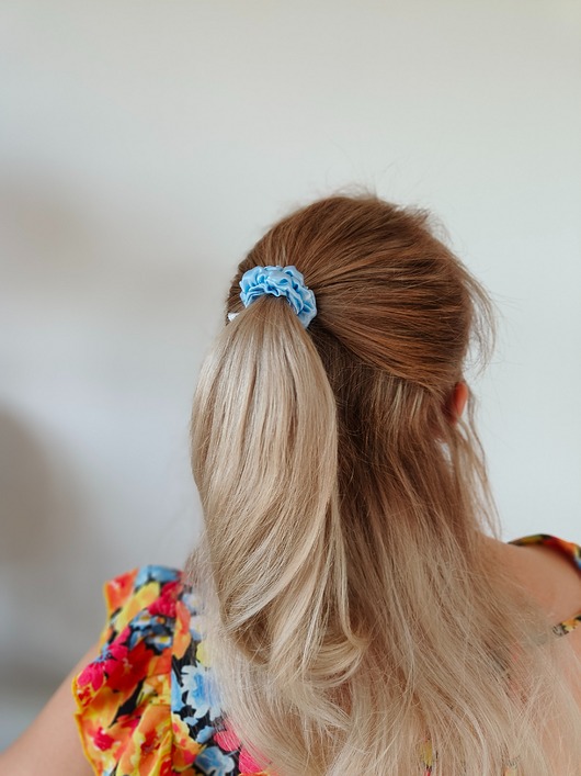 gumki do włosów Gumka jedwabna, scrunchie, frotka blue lagoon MINI