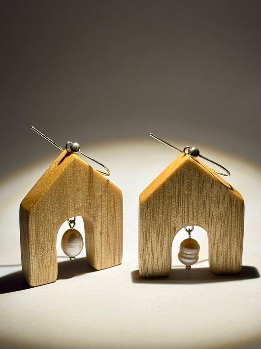 kolczyki drewniane Kolczyki Pearl's Shelter