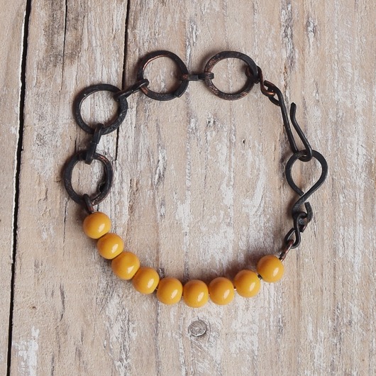 bransoletki - inne Bransoletka z kutej oksydowanej miedzi /37/ biżuteria handmade, rękodzieło