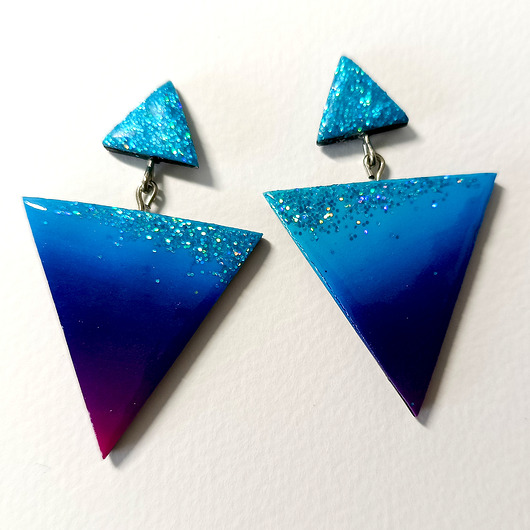 kolczyki z masy plastycznej Wiszące Kolczyki Retro Trójkąty