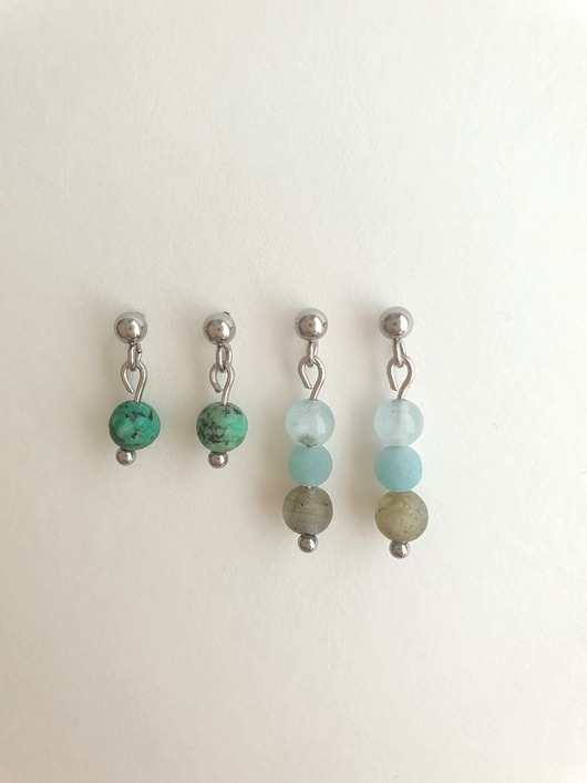 kolczyki z kamieniami Kolczyki MINI zestaw  turkus, amazonit, akwamaryn, labradoryt