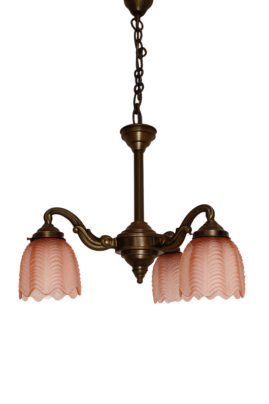 lampy wiszące Żyrandol Art Deco z brązu, lata 20.