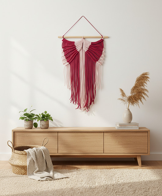 makramy Makrama skrzydła dekoracja ścienna w stylu boho